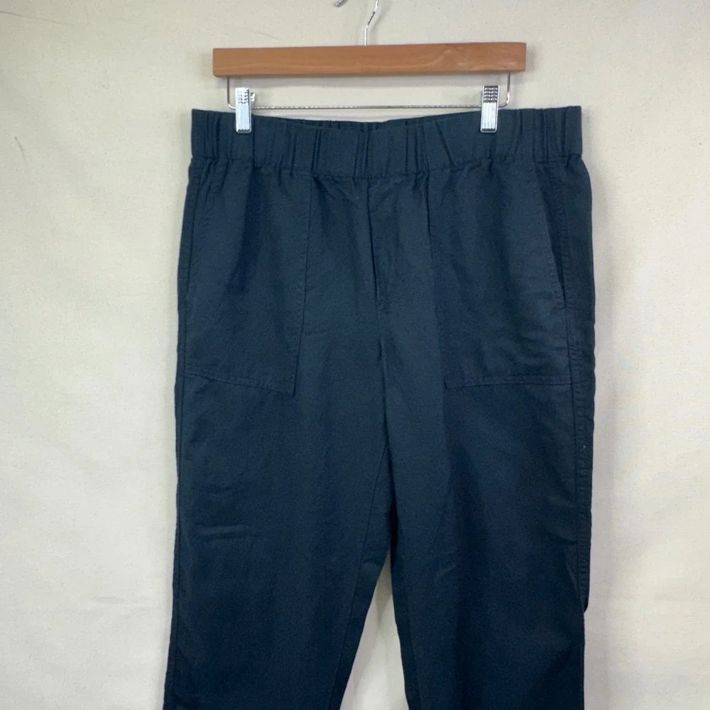 Banana Republic Pull On Crop Pants L Black Linen Lyocell Minimalist Utility